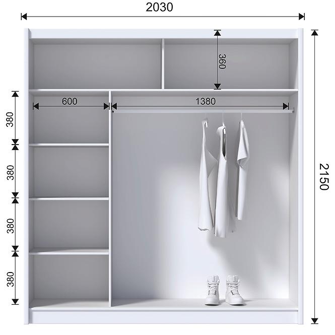 Schrank Blanca 203 Weiß/Weiß Glänz