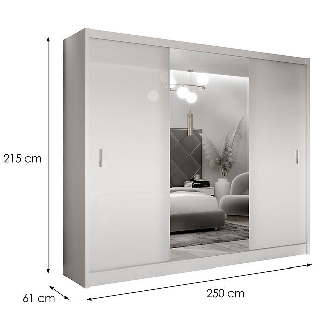 Schrank Blanca 250 Weiß/Weiß Glänz