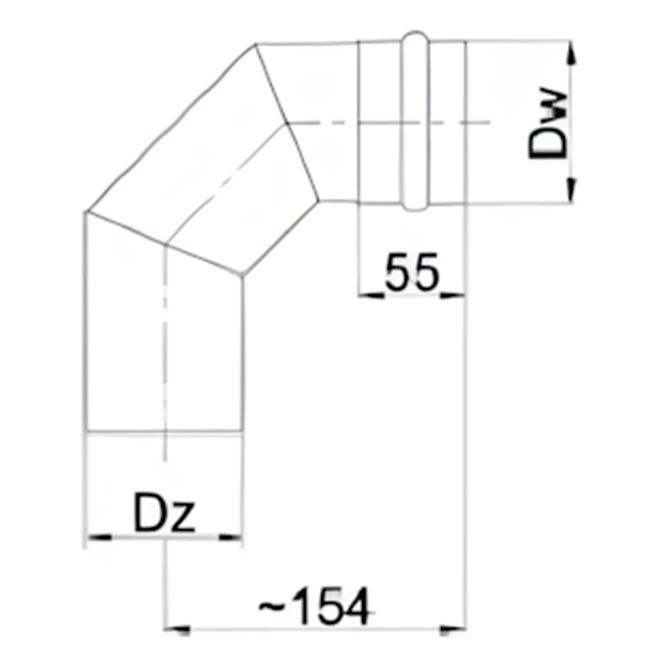 Bogen für Rauchrohr, fest  KS80/90 SPNP05