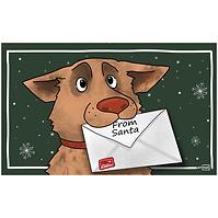 Weihnachts-Fußmatte 40x60 cm K-601-1 Hund mit einem Brief vom Weihnachtsmann