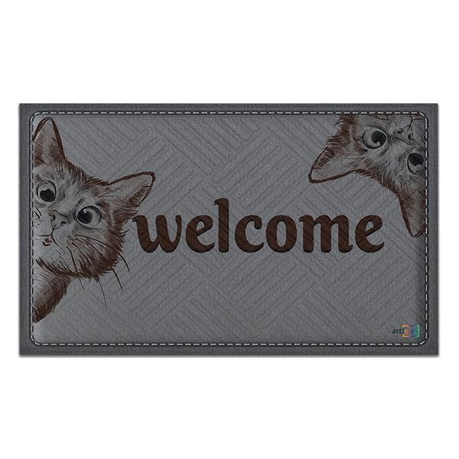 Textil-Fußmatte 45x75 cm K-602-250 Welcome (Katze)