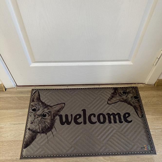 Textil-Fußmatte 45x75 cm K-602-250 Welcome (Katze)