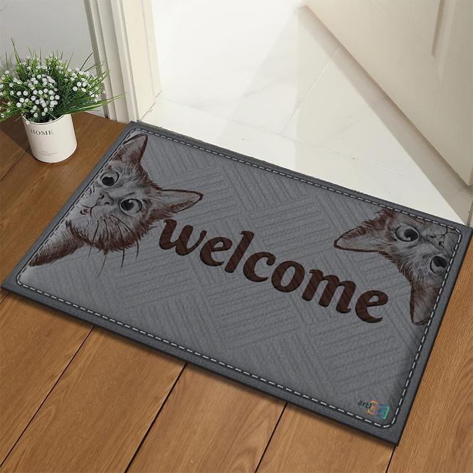 Textil-Fußmatte 45x75 cm K-602-250 Welcome (Katze)