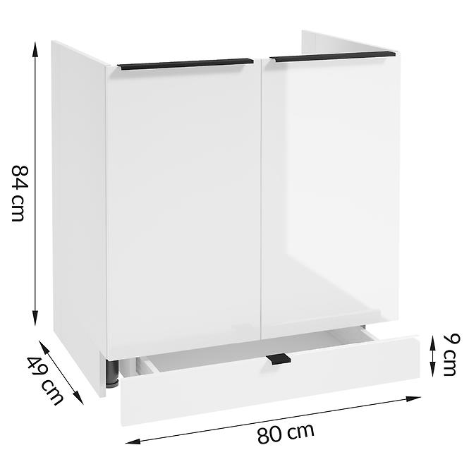 Küchenschrank Basti D80 2D1S weiß