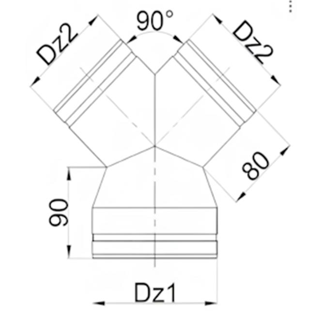 Fitting Y-Stück 100-2X80/DPO62