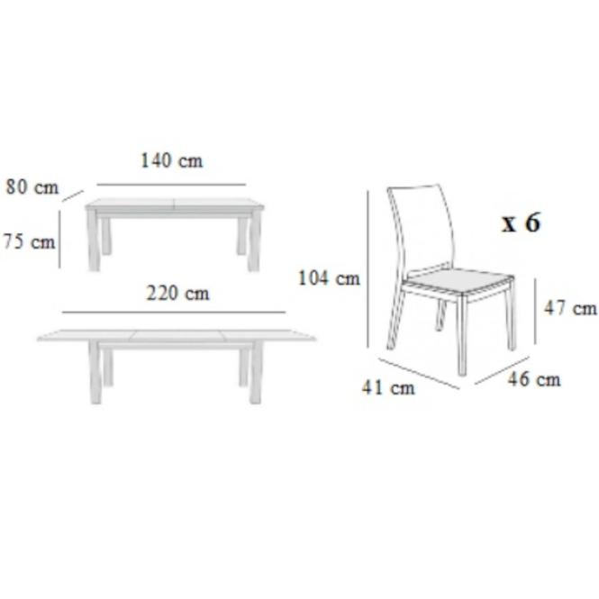 Esszimmer Set Adek 1+6 eiche trüffel