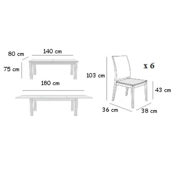 Esszimmer Set Daniel 1+6 st667 rustikal 140x80+40 kr574 br243 Monaco7