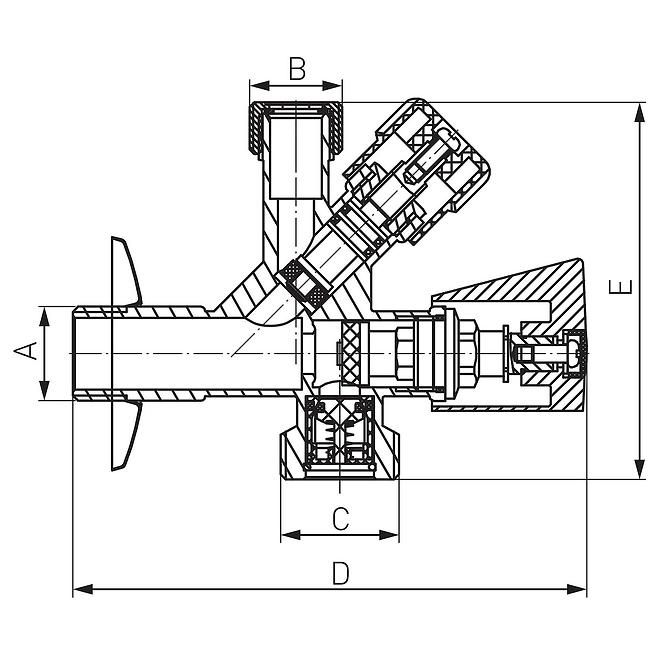 Kombi-Eckventil 3/8 x 1/2 x 3/4 CF5104