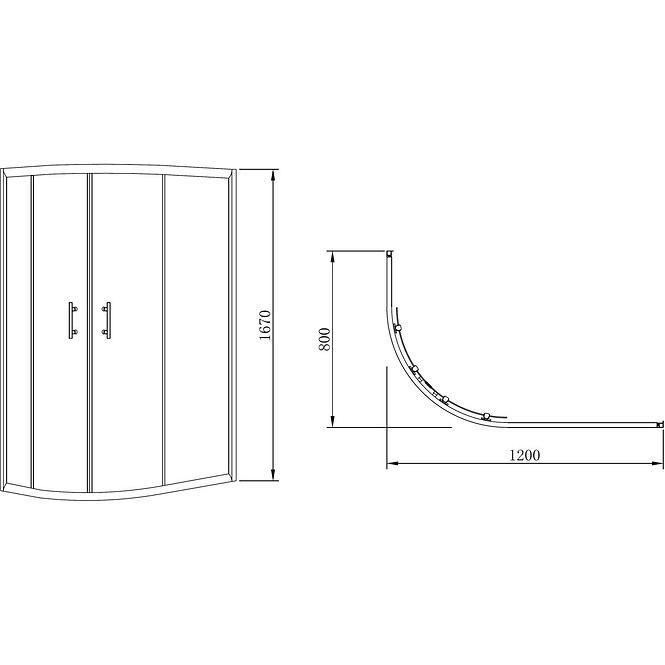 Duschkabine Korfu Plus 2 120/80/167 Rechts Gr - Ch