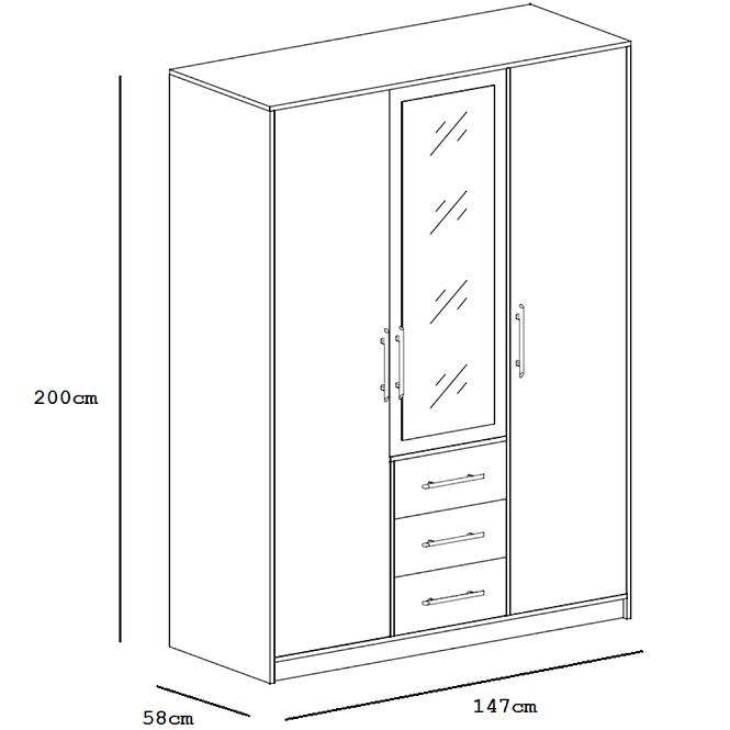 Schrank Bali 147cm Eiche Sonoma