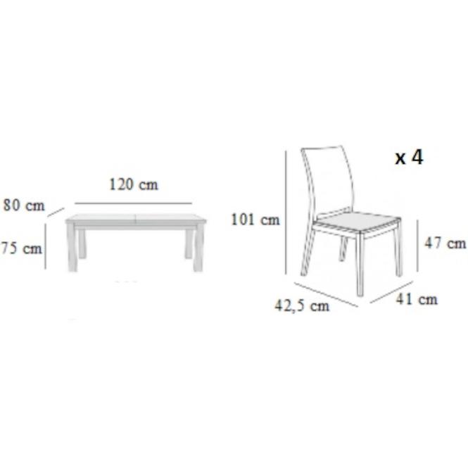 Esszimmer Set Smart 1+4 st30 120/80 orech w2