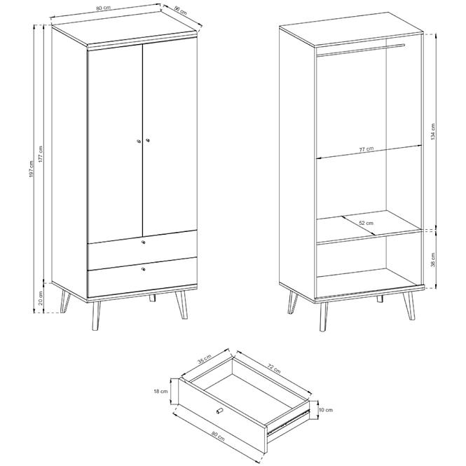 Schrank Primo 80cm Eiche Riviera