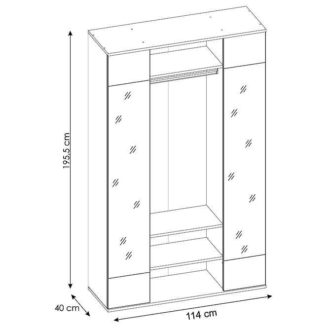 Garderobe Eliza eiche sonoma/glas