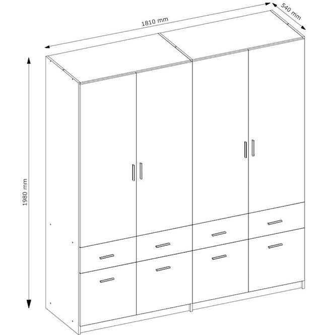 Schrank Snow 181cm Weiß