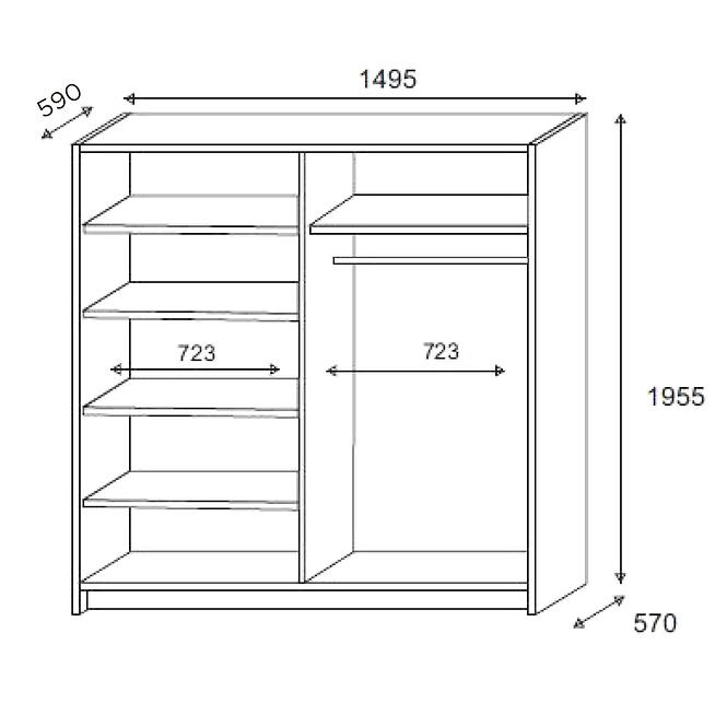 Schrank Alfa 150cm Eiche Sonoma/Weiß