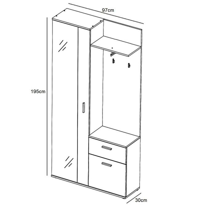 Garderobe Justus weiß Eiche Sonoma 97 cm