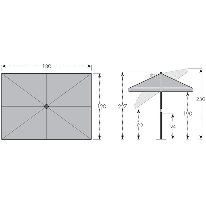 Garten Sonnenschirm ACTIVE 180x120cm grün