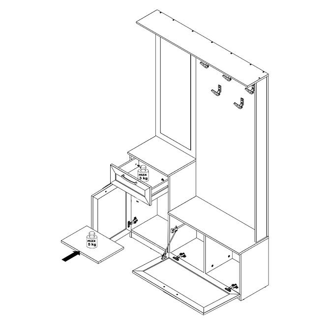 Garderobe Niko 111cm Eiche Sonoma