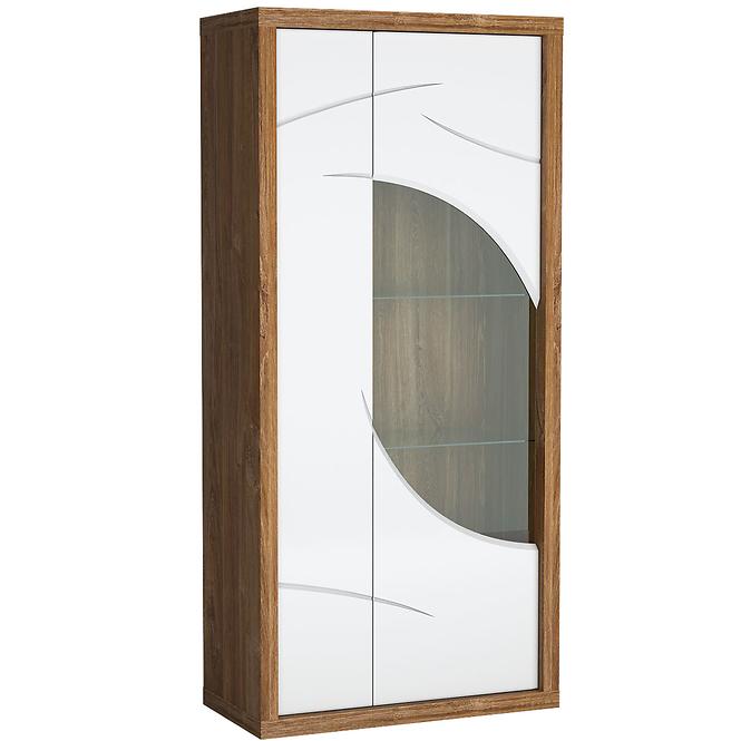 Vitrine Paris 88cm Eiche Stirling/Weiß