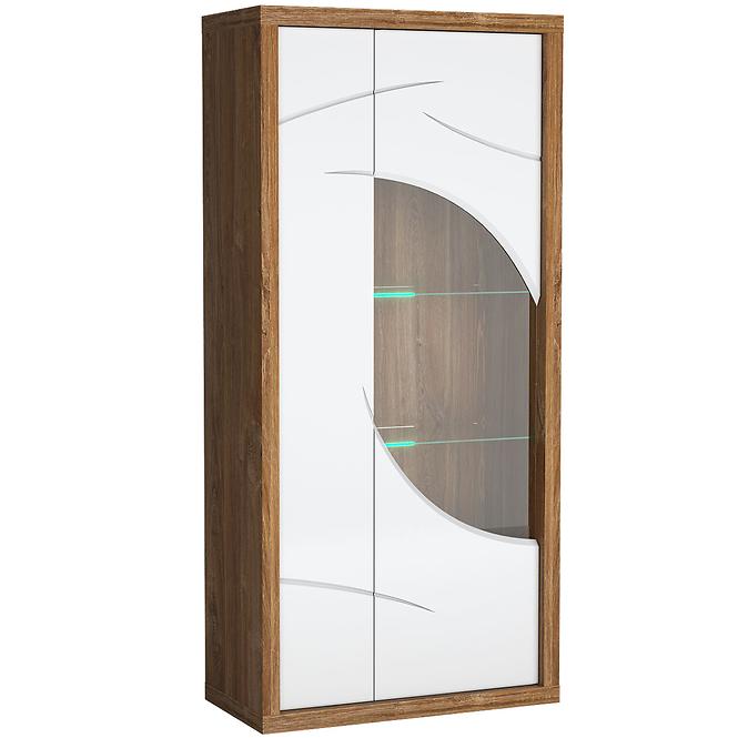 Vitrine Paris 88cm Eiche Stirling/Weiß