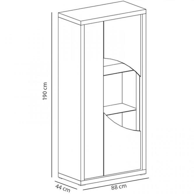 Vitrine Paris 88cm Eiche Stirling/Weiß