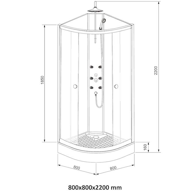 Duschkabine mit Hydromassage Kora 80-4 Teilig