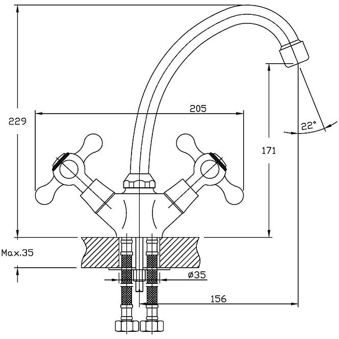 Spültischarmatur Friga HB851-BK