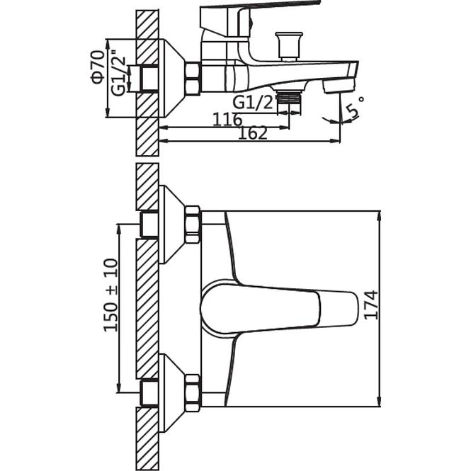 Badewannenarmatur Lima HB101-BW