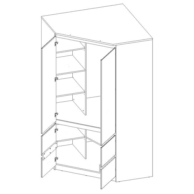 Schrank ecke Boston Bos S14 alpinweiß