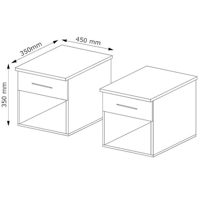 Nachttisch Como 45cm Weiß 2st