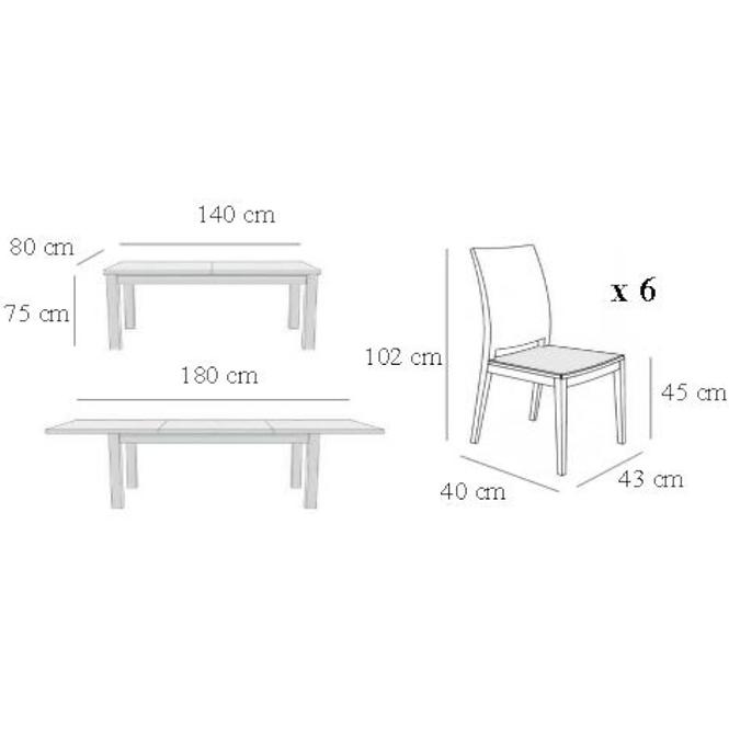 Esszimmer Set Gracjan 1+6 weiß/schwarz