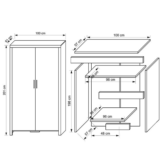 Schrank Cezar 100cm Dub Sonoma