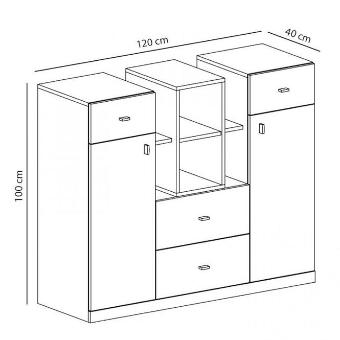 Kommode Mobi 120cm Weiß Lux/Gelb