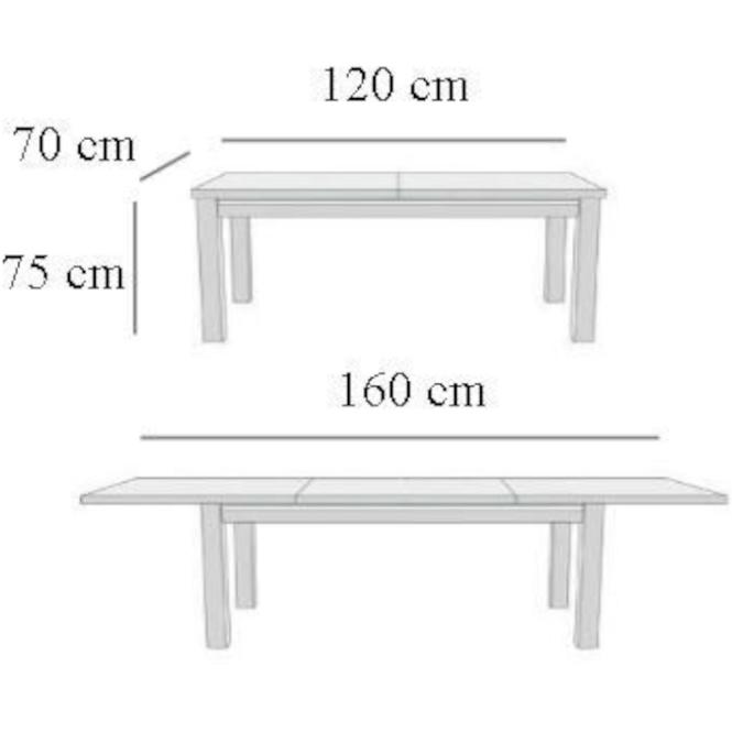 Tisch 120x70+40 Kastanie/Buche Bawaria