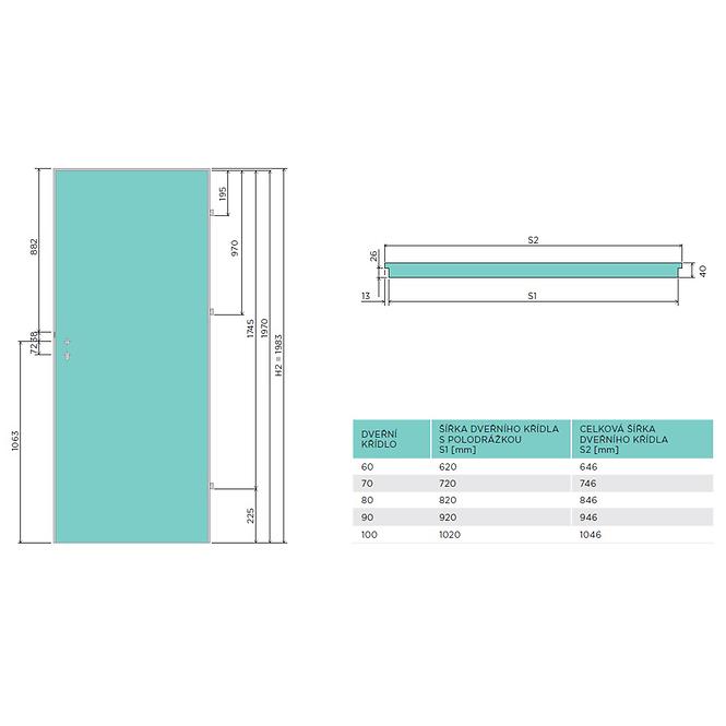 Innentür Vedi 5*5 80R Eiche silber