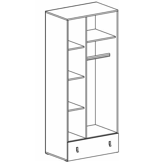 Schrank Planet 80cm Weiß/Eiche/Türkis