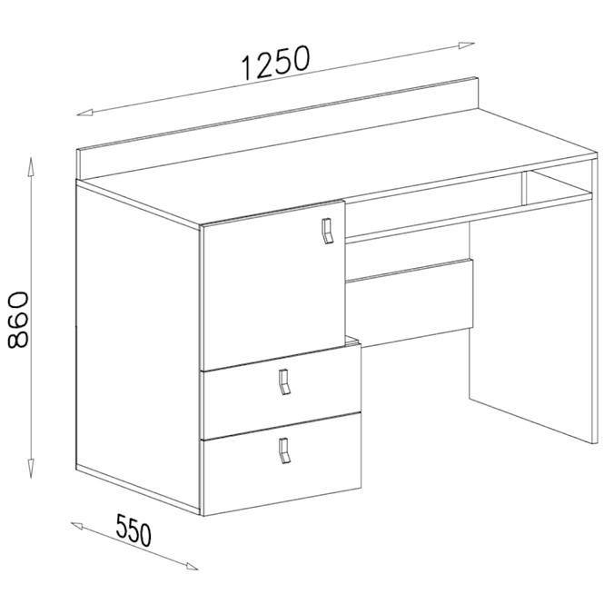 Schreibtisch Planet 125cm Weiß/Eiche/Türkis