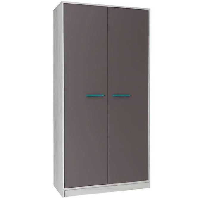 Schrank Rest 96cm Grau/ Eiche Weiß