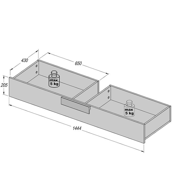 System Libelle 144cm Weiß/Grau