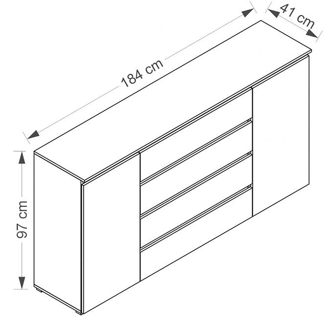 Kommode Cosmo 184cm Weiß