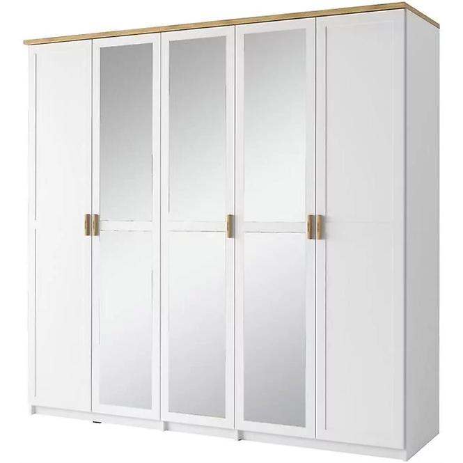 Schrank Nicea 226cm Weiß/Eiche Wotan