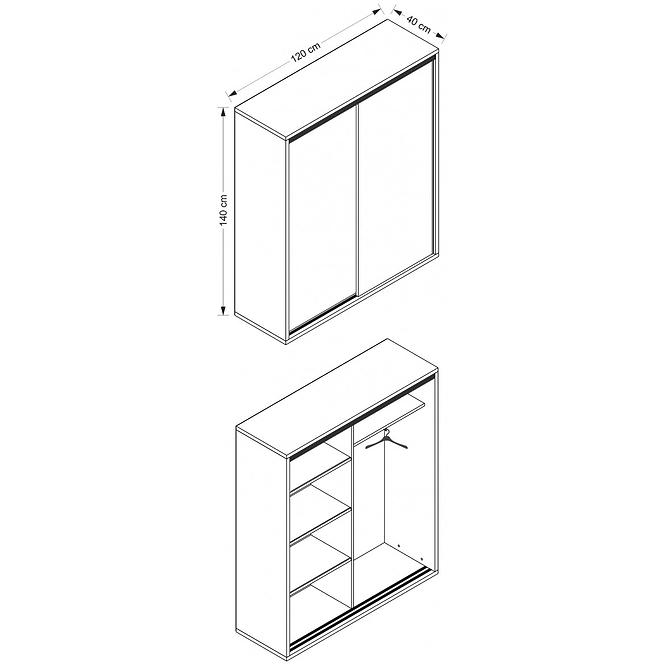 Schrank Zonda 120cm Weiß/Grau