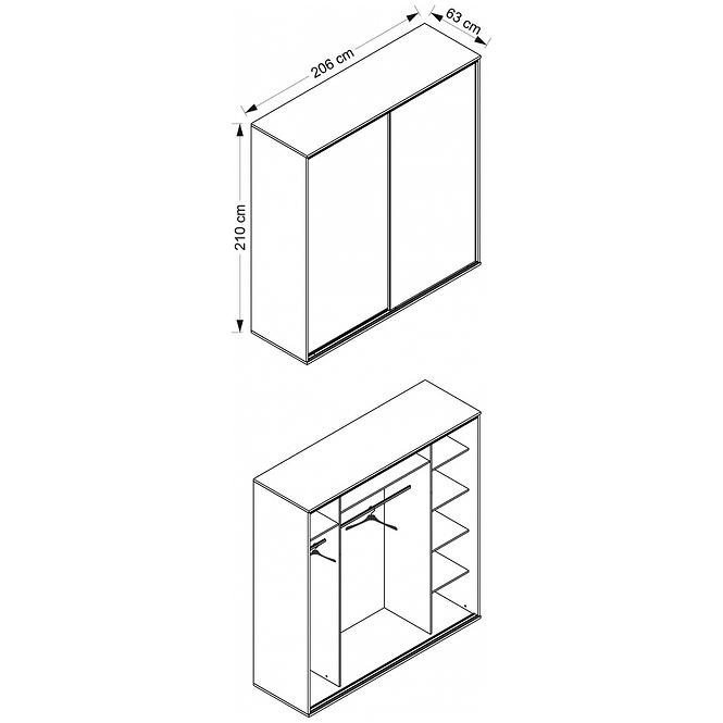 Schrank Zonda 206cm Weiß/Grau