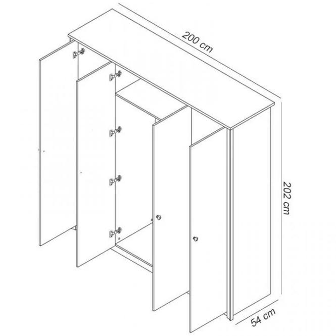 Schrank Finezja 200cm Eiche Sonoma Schokolade