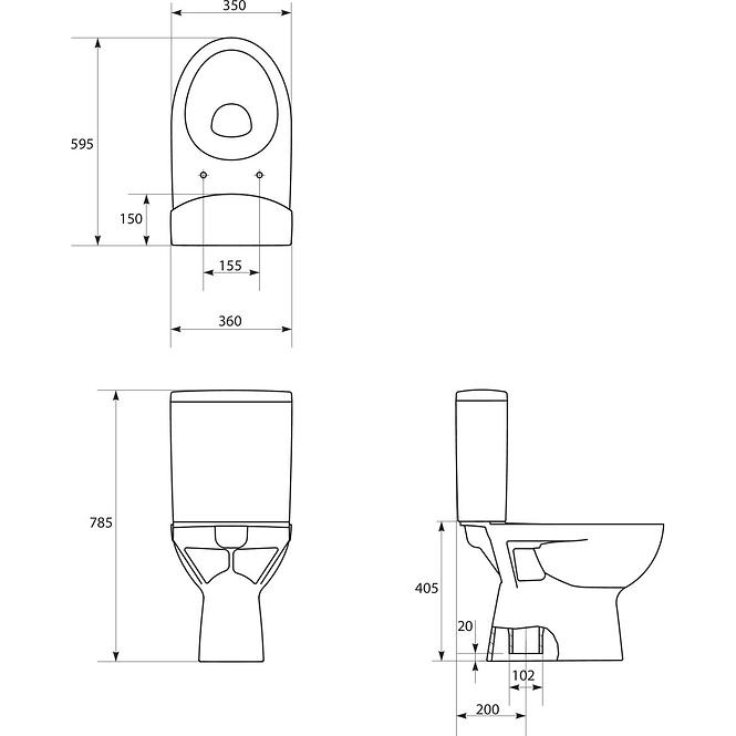 Standtiefspülklosett Kombi Parva 218