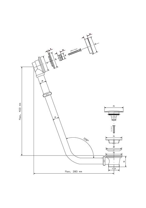 Siphon mit Überlauf Gloria/Otylia Chrom