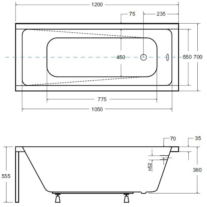 Badewanne Modern 120/70