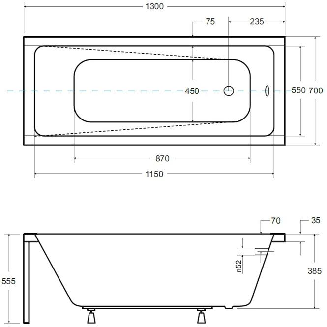 Badewanne Modern 130/70