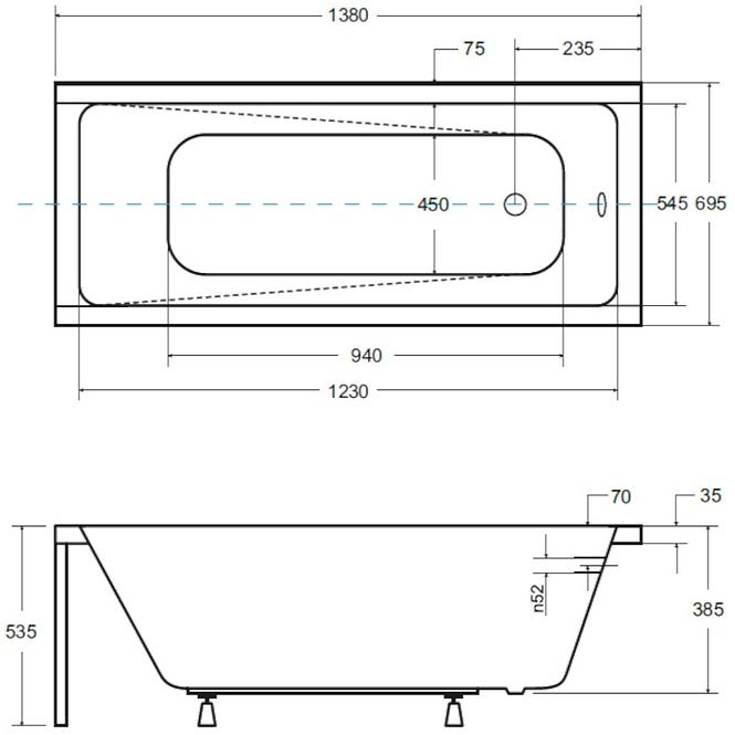 Badewanne Modern 140/70