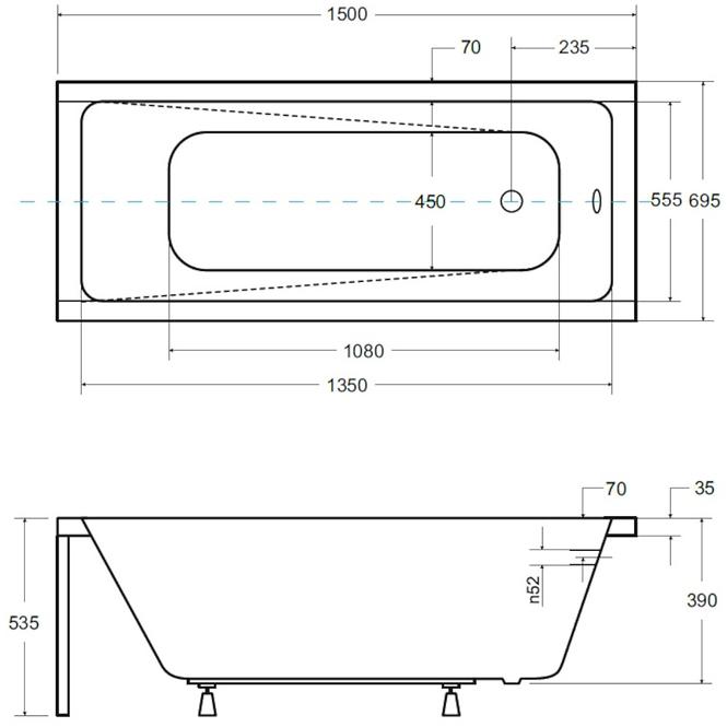 Badewanne Modern 150/70